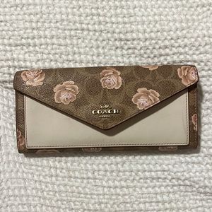 Coach wallet floral/white/tan